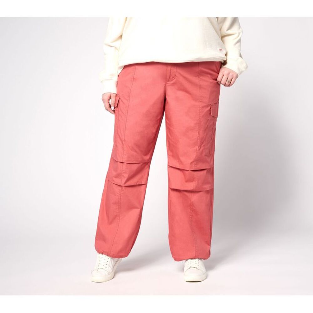 Peace Love World Women's Petite Pants 14P Cotton Utility Pant Bungee Pink